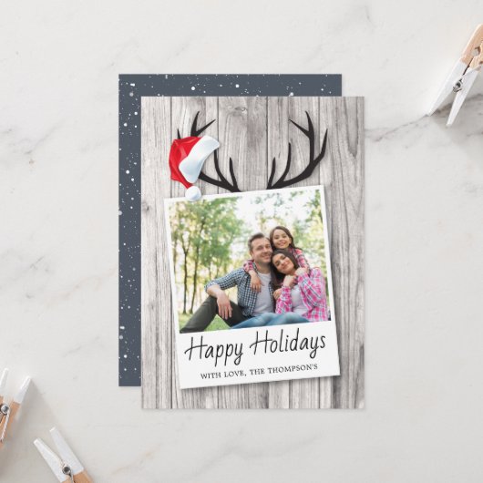 Rusten Kerstvakantie Houten Kerstmannenhoed Foto (Voorkant / Achterkant in situ)