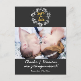 Rusten Krans Blad SAVE THE DATE Foto Ansichtkaart Aankondigingskaart