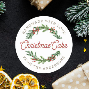 Rusten Krans van Bessen Kerst Bakken Cadeau Ronde Sticker