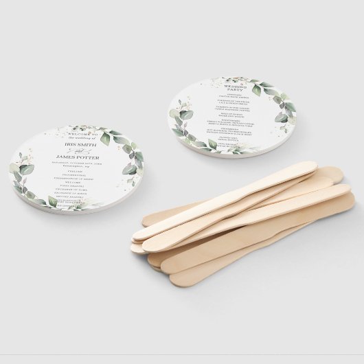 Rusten Kransen Rond Huwelijksprogramma Handwaaier (Niet-gemonteerd)