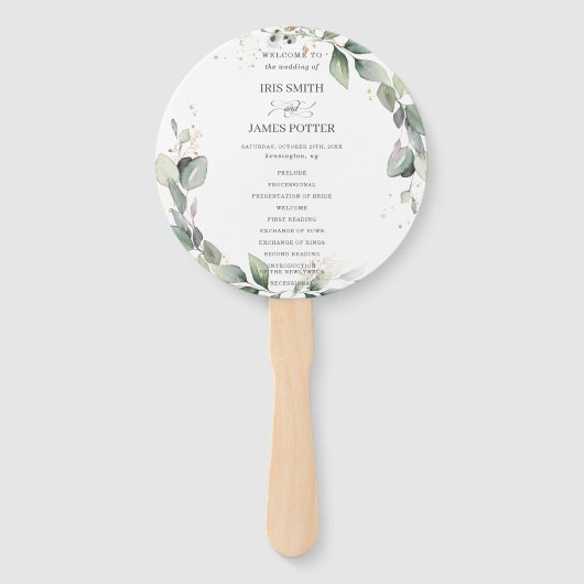 Rusten Kransen Rond Huwelijksprogramma Handwaaier (Voorkant)