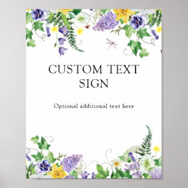 Rusten narcissen en wilde bloemen aangepast tekst poster