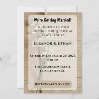 Rusten Oud Lijnenpapier Lelietje-van-dalen Bruid- Kaart