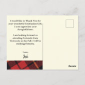 Rusten Plaid Afstudeeraankondiging & Bedankt Briefkaart (Achterkant)