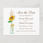 Rusten Sunflower Trouw Bloemstuk Save The Date Briefkaart (Voorkant)