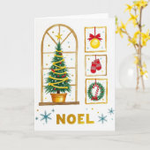 Rusten venster groene kerstkaart kaart (Gele Bloem)