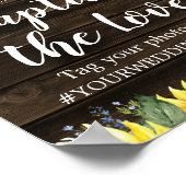 Rusten Zonnebloem Slingerlichten Huwelijk Hashtag Poster (Hoek)