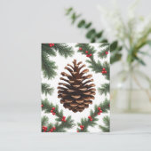 Rustenconus Dennenzak Plat Kerstkaart – Boerderij  (Staand voorkant)