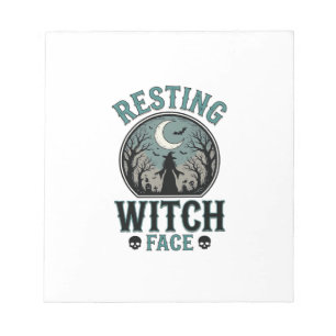 Rustend Heksengezicht Vintage Halloween-ontwerp_1 Notitieblok