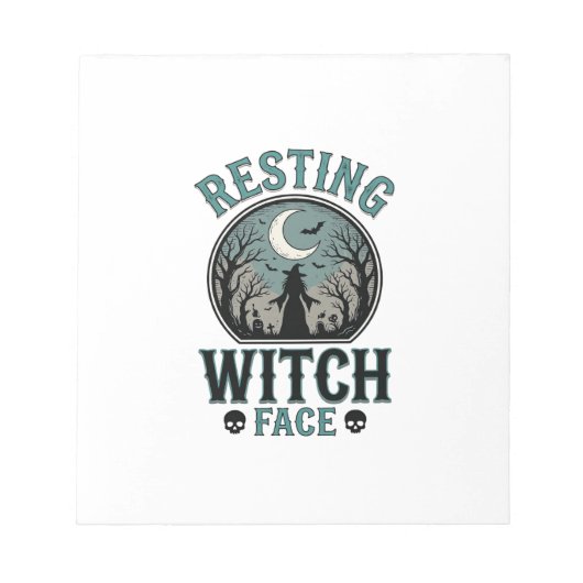 Rustend Heksengezicht Vintage Halloween-ontwerp_1 Notitieblok (Voorkant)