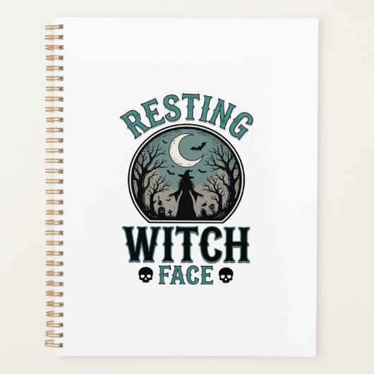 Rustend Heksengezicht Vintage Halloween-ontwerp_1 Planner (Voorkant)
