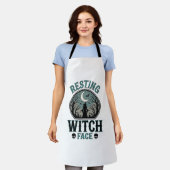 Rustend Heksengezicht Vintage Halloween-ontwerp_1 Schort (Gedragen)