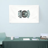 Rustend Heksengezicht Vintage Halloween-ontwerp_1 Spandoek (Beurs)