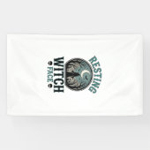 Rustend Heksengezicht Vintage Halloween-ontwerp_1 Spandoek (Horizontaal)