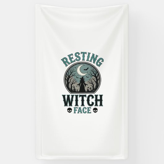 Rustend Heksengezicht Vintage Halloween-ontwerp_1 Spandoek (Verticaal)