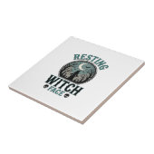 Rustend Heksengezicht Vintage Halloween-ontwerp_1 Tegeltje (Zijkant)