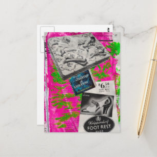 Rustend paar en schoenenadvertentie Mixed media co Briefkaart