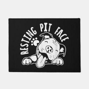 Rustend Pitgezicht Grappige Hond Pitbull Meme Kle Deurmat