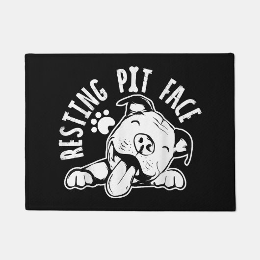 Rustend Pitgezicht Grappige Hond Pitbull Meme Kle Deurmat (Voorkant)