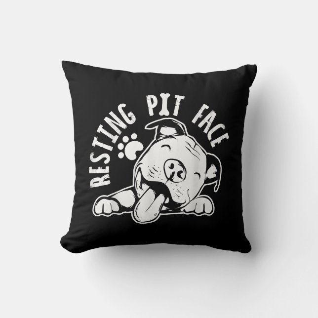 Rustend Pithoof  Grappige Hond Pitbull Meme Kussen (Voorkant)