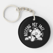 Rustend Pithoof Grappige Hond Pitbull Meme Sleutelhanger (Voorkant)