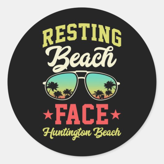 Rustend strand gezicht grappig bijpassende Hunting Ronde Sticker (Voorkant)