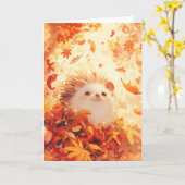 Rustende bladeren Happy Hedgehog Kaart (Gele Bloem)