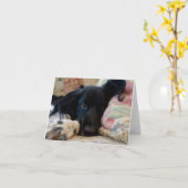 Rustende Bretonse hond notecard Kaart (Gele Bloem)