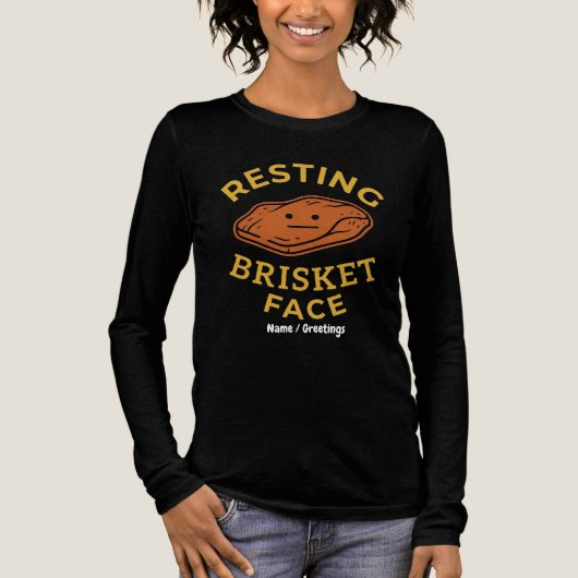 Rustende Brisket Gezicht Grappige BBQ Rook Pitmast Tri-Blend Shirt (Voorkant)