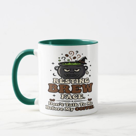 Rustende Brouw Gezicht Koffie Halloween Mok (Links)