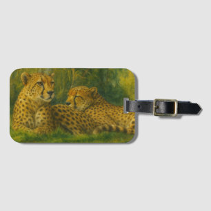 Rustende Cheetah Duo in het bos Bagagelabel