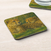 Rustende Cheetah Duo in het bos Bier Onderzetter (Linkerzijde)
