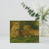 Rustende Cheetah Duo in het bos Briefkaart (Staand voorkant)