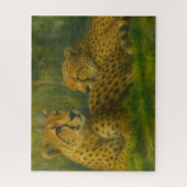 Rustende Cheetah Duo in het bos Legpuzzel (Verticaal)