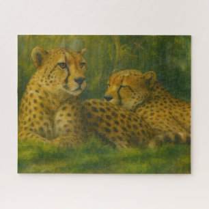Rustende Cheetah Duo in het bos Legpuzzel