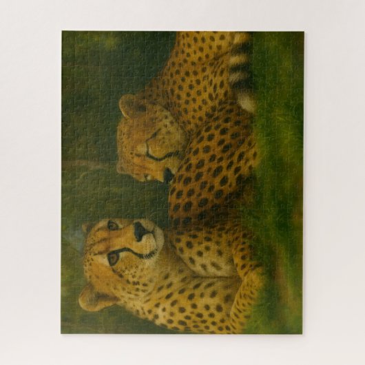 Rustende Cheetah Duo in het bos Legpuzzel (Verticaal)