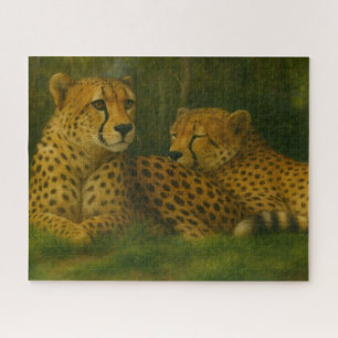 Rustende Cheetah Duo in het bos Legpuzzel