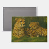 Rustende Cheetah Duo in het bos Magneet (Voorkant / Achterkant)