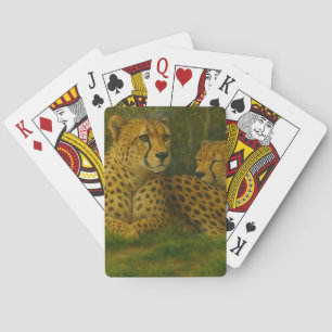 Rustende Cheetah Duo in het bos Pokerkaarten