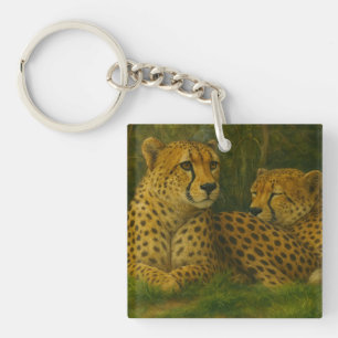 Rustende Cheetah Duo in het bos Sleutelhanger