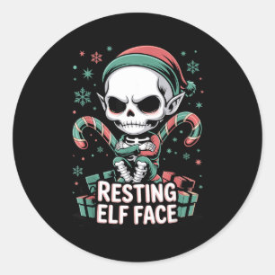 Rustende Elfengezicht Grappige Kerst Mooie Enge Vr Ronde Sticker