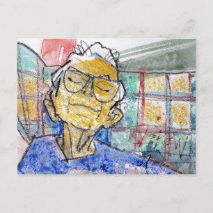 Rustende haar ogen Crayon Resist Larry Lerew #1709 Briefkaart