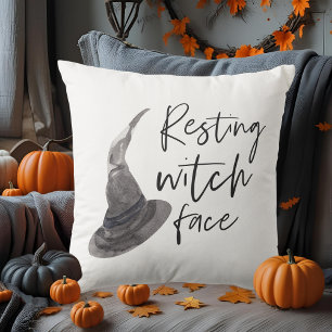 Rustende heks gezicht kussen   Grappig Halloween c