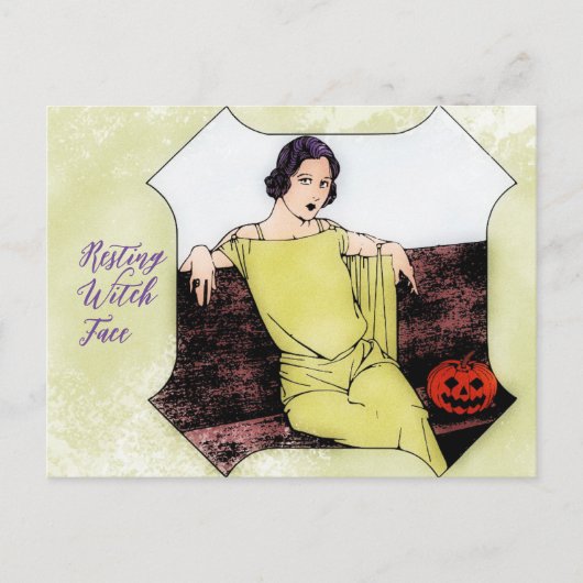 Rustende heks gezicht modieuze  vrouw briefkaart (Voorkant)