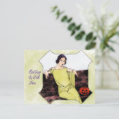 Rustende heks gezicht modieuze  vrouw briefkaart (Staand voorkant)