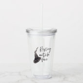 Rustende Heks Gezicht Tumbler | Grappig Halloween  Acryl Drinkbeker (Voorkant)