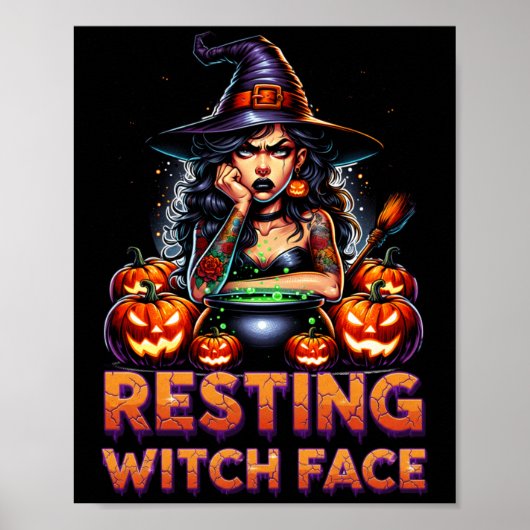 Rustende Heksengezicht Grappig Sarcasme Halloween  Poster (Voorkant)