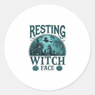 Rustende Heksengezicht Halloween Geheime Huis Kete Ronde Sticker
