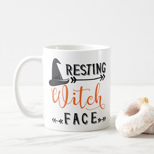 rustende heksengezicht koffiemok (Met donut)