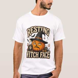 Rustende Heksengezicht Pompoen Halloween T-Shirt –